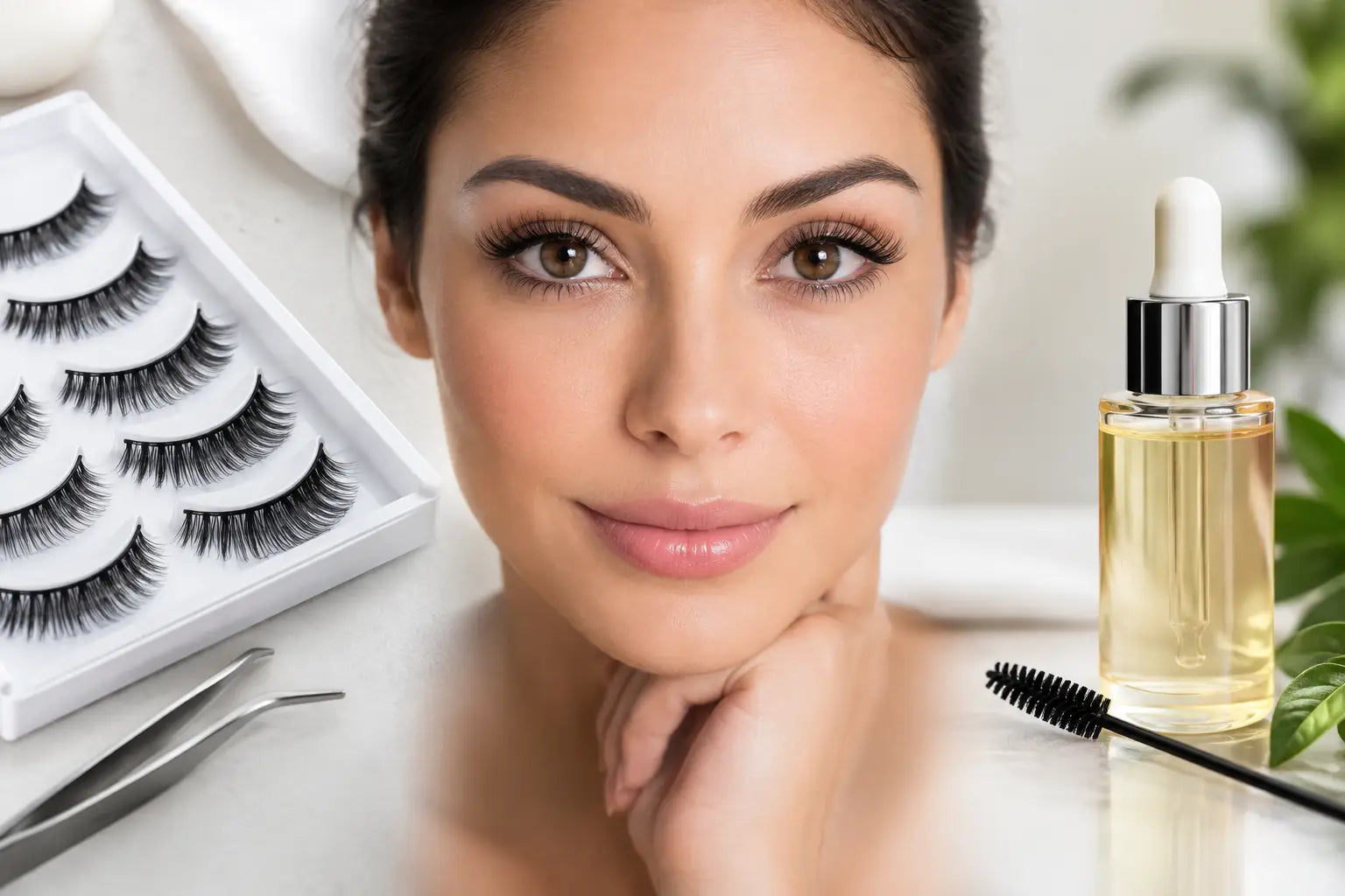 Falsche Wimpern versus Pflegekur im Vergleich